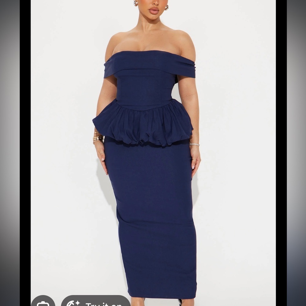 Fashion Nova Navy Peplum Dress